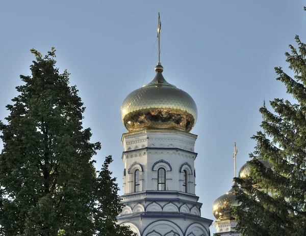 Russia - May 2019: The Cathedral of Christ, Russian Orthodox cathedral. White building with gold domes, the tallest Orthodox Christian church — Stock Photo, Image