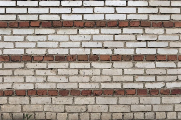 Red White Wall Background. Old Grungy Brick Wall Horizontal Texture. Brickwall Backdrop. Stonewall Wallpaper. Vintage Wall With Peeled Plaster. Retro Grunge Wall — Stock Photo, Image