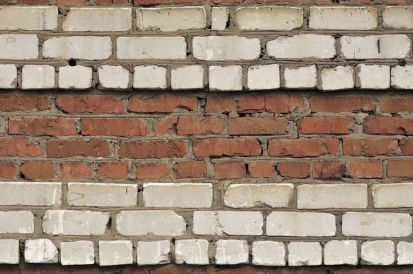 Red White Wall Background. Old Grungy Brick Wall Horizontal Texture. Brickwall Backdrop. Stonewall Wallpaper. Vintage Wall With Peeled Plaster. Retro Grunge Wall — Stock Photo, Image