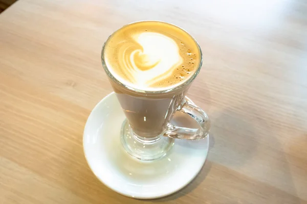 Cafe Koffie Latte Plaat Koffie Cafe Coffee Latte Een Glazen — Stockfoto