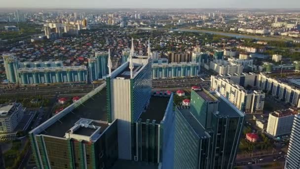 Общий план Aerial Astana был снят на летную камеру. Вид на птицу . — стоковое видео