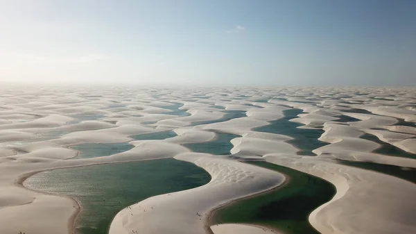 Аерофотозйомка Від Lencois Maranhenses Національний Парк Бразилії Дюни Озера Ліцензійні Стокові Зображення