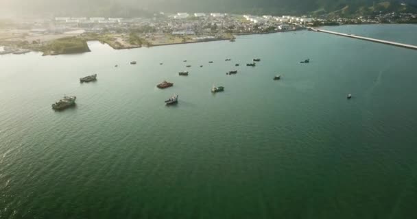 Luchtfoto Van Sao Sebastiao Kust Met Boten Sao Paolo Brazilië — Stockvideo