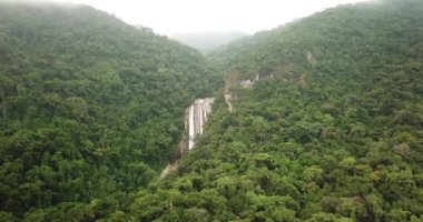 Ilhabela, Sao Paolo, Brezilya 'da Cachoeira do Gato (kedi şelalesi) hava manzarası