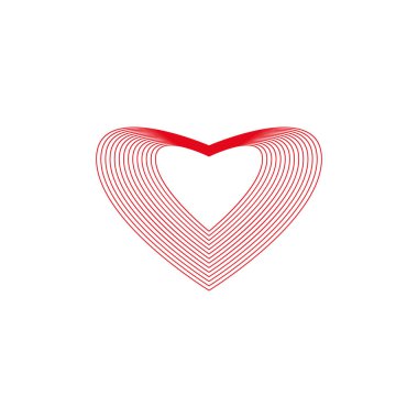 Kalp doğrusal. Mutlu sevgililer günü beyaz arka plan üzerinde izole.