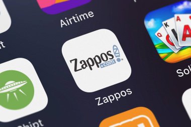 London, Büyük Britanya - 29 Eylül 2018: yakın çekim çekim Zappos IP, A.ş.'in popüler uygulaması Zappos.