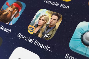London, Büyük Britanya - 29 Eylül 2018: özel sorgu ayrıntı: öldürmek Hd hareket eden app için iphone ekranında G5 Entertainment Ab nişanlı. 