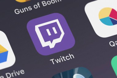 London, Büyük Britanya - 29 Eylül 2018: yakın çekim çekim seğirme: Live Streaming oyun uygulama simgesi seğirme Interactive, Inc bir iphone üzerinde.