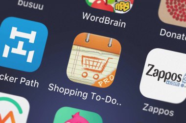 London, Büyük Britanya - 29 Eylül 2018: yakın çekim çekim nanobitsoftware.com bir iPhone üzerinden alışveriş yapılacak iş Pro (bakkal listesi) uygulama simgesi.