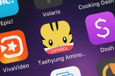 London, Büyük Britanya - 29 Eylül 2018: yakın çekim çekim Narvii A.ş.'in popüler uygulaması Taehyung Amino para Bts V.