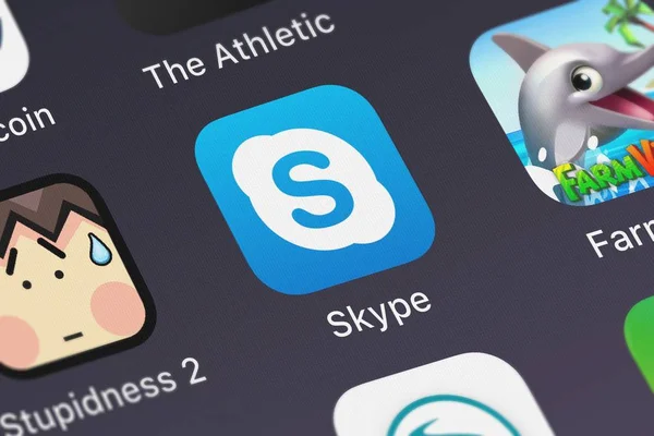 London Egyesült Királyság 2018 Szeptember Zár Megjelöl Szemcsésedik Ból Skype — Stock Fotó