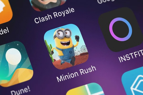 Londres Reino Unido Setembro 2018 Close Ícone Aplicativo Minion Rush — Fotografia de Stock