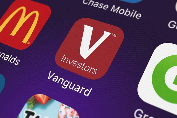 英国伦敦 2018年9月29日 Vanguard Group Inc 流行的应用程序 Vanguard 的特写镜头 — 图库照片