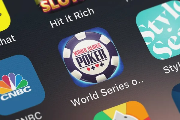모바일 프로그램 시리즈 아이폰에 Playtika 회사에서 Wsop의 2018 아이콘 — 스톡 사진