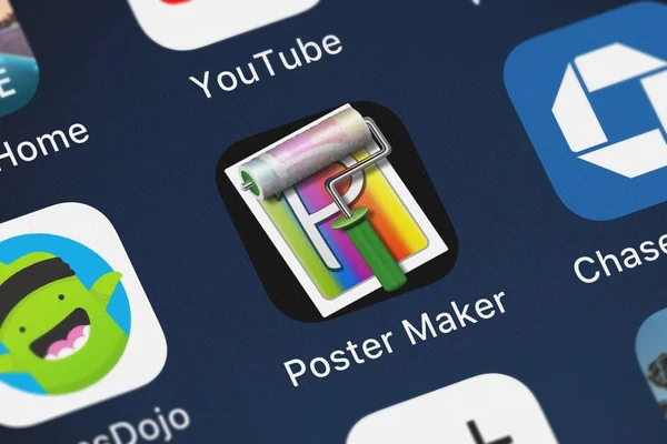 London Wielka Brytania Września 2018 Ikona Aplikacji Mobilnej Poster Maker — Zdjęcie stockowe