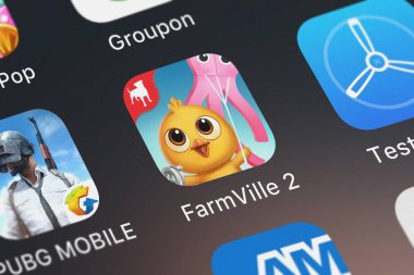 London, Büyük Britanya - 29 Eylül 2018: Screenshot-in hareket eden app Farmville 2: ülke kaçış Zynga Inc..