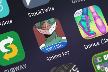 London, United Kingdom - September 29, 2018: Icon of the mobile app Amino for: My Hero Academia from Narvii Inc. on an iPhone.
