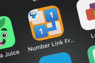 London, Büyük Britanya - 29 Eylül 2018: Screenshot-in hareket eden app numarası bağlantı ücretsiz - Mantık yol ve çizim kurulu oyun Tapps teknoloji da Informao sena.