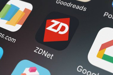 London, Büyük Britanya - 29 Eylül 2018: yakın çekim shot Zdnet mobil App Cbs Interactive.