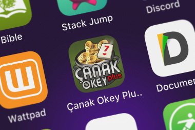London, Büyük Britanya - 29 Eylül 2018: simge, bir iPhone mobil app anak Okey Plus Zynga Inc.. 