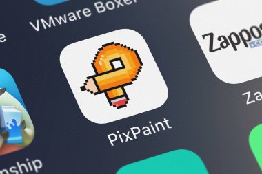 London, Büyük Britanya - 29 Eylül 2018: Screenshot mobil App Pixpaint - numarası Gaga oyunları boyama.