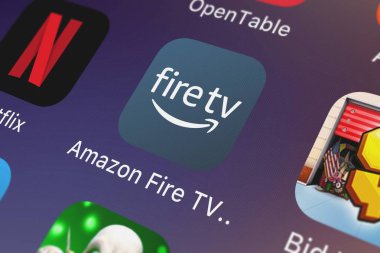 London, Büyük Britanya - 29 Eylül 2018: yakın çekim çekim bir iphone üzerinde Amazon yangın Tv Uzaktan uygulama simgesi Amzn Mobile LLC.