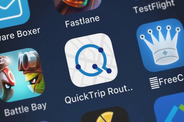 London, Büyük Britanya - 29 Eylül 2018: yakın çekim çekim Allstate sigorta şirketi popüler uygulaması Quicktrip rota planlayıcısı.