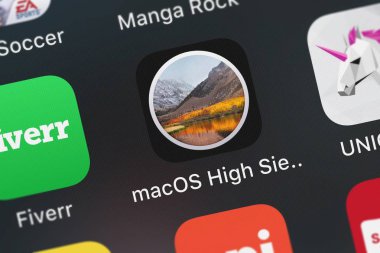 London, Büyük Britanya - 29 Eylül 2018: yakın çekim çekim bir iPhone Apple macos High Sierra uygulama simgesi.
