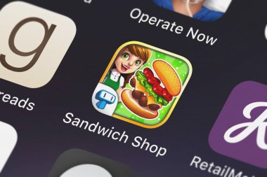 London, Büyük Britanya - 29 Eylül 2018: My sandviç dükkanı - Fast Food Store Restoran Yöneticisi için çocuklar mobil app iphone ekranında Tapps teknoloji da Informao sena..