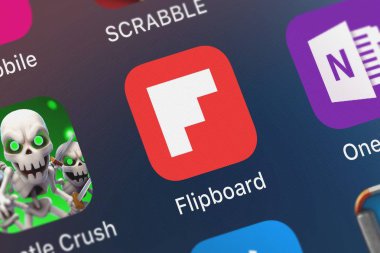 London, Büyük Britanya - 29 Eylül 2018: simge mobil App Flipboard: iphone Flipboard Inc bizim zaman için haber.