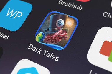 London, United Kingdom - September 29, 2018: Screenshot of the mobile app Dark Tales: Edgar Allan Poes The Tell-tale Heart - A Hidden Object Mystery from Big Fish Games, Inc.  clipart