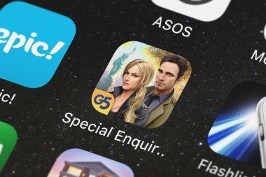 London, Büyük Britanya - 29 Eylül 2018: özel sorgu ayrıntı: Kill (tam) hareket eden app için iphone ekranında G5 Entertainment Ab nişanlı. 