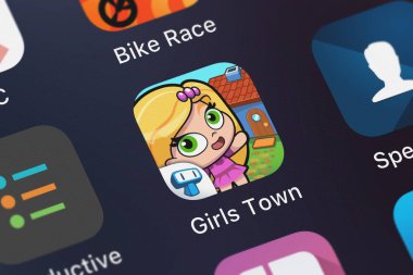 London, Büyük Britanya - 29 Eylül 2018: Close-up My kızın Town - Your kendi kız ev tasarımı simgesinden bir iphone üzerinde Tapps teknoloji da Informao sena.. 