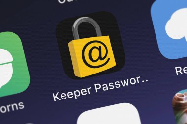 London, Büyük Britanya - 29 Eylül 2018: simge bir iPhone mobil App kaleci parola müdür seslenmek Inc.