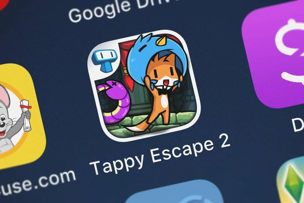 英国伦敦 2018年9月29日 移动应用程序 Tappy Escape 的图标 免费冒险运行游戏的孩子从 Tapp Tecnologia Informao — 图库照片