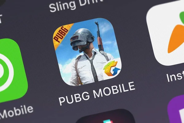 London, Büyük Britanya - 29 Eylül 2018: Screenshot-in hareket eden app Pubg cep telefonundan Tencent Mobile International Limited.