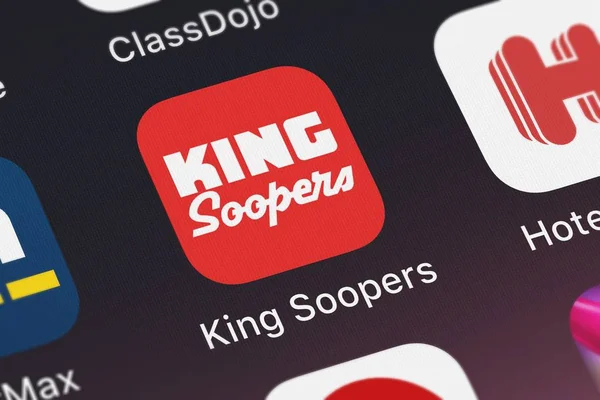 London Wielka Brytania Września 2018 Ikona Aplikacji Mobilnej Króla Soopers — Zdjęcie stockowe