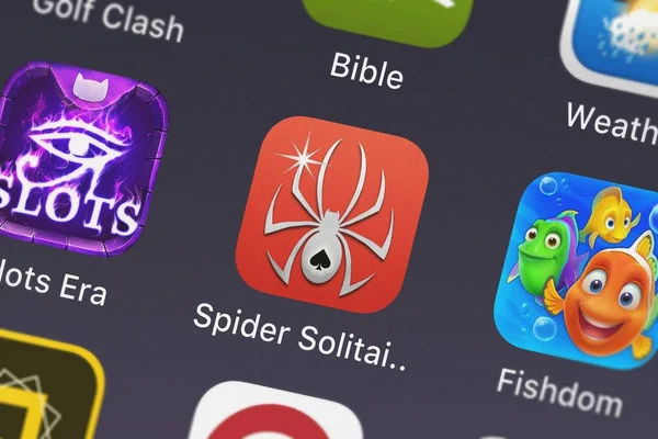 London Verenigd Koninkrijk September 2018 Spider Solitaire Mobiele App Van — Stockfoto