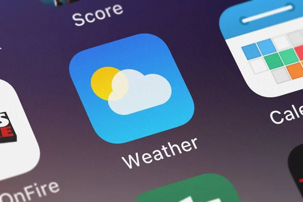 Лондон Великобритания Сентября 2018 Года Икона Мобильного Приложения Weather Apple — стоковое фото