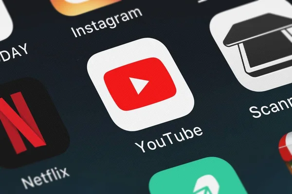 Лондон Великобританія Вересня 2018 Закри Постріл Youtube Дивитися Слухати Потік — стокове фото