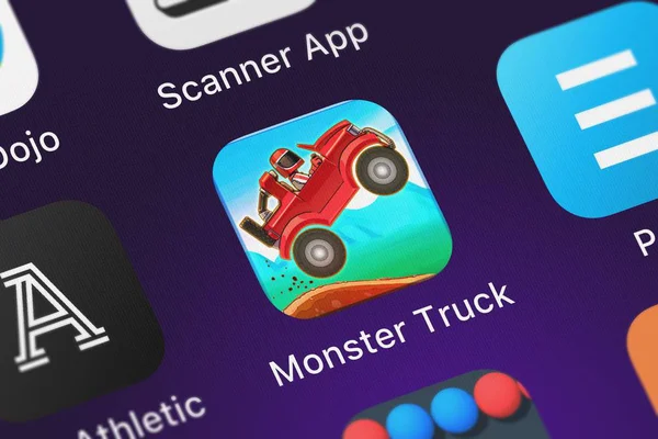 London Wielka Brytania Września 2018 Monster Truck Przez Aplikację Mobilną — Zdjęcie stockowe