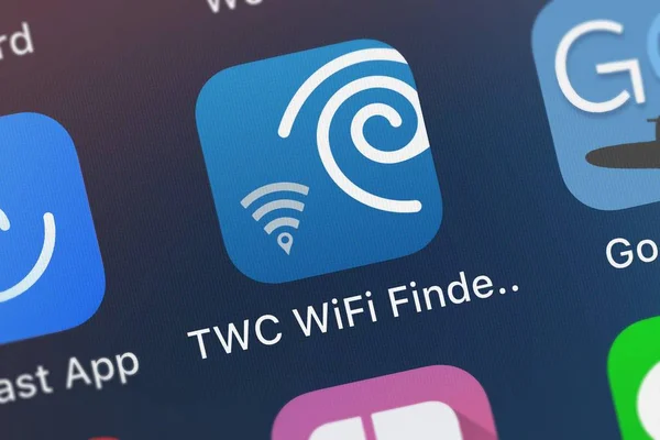 ลอนดอน สหราชอาณาจ นยายน 2018 ายใกล ดของไอคอนแอปพล เคช Twc Wifi Finder — ภาพถ่ายสต็อก