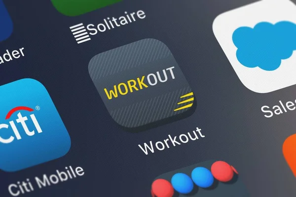 London Storbritannien September 2018 Workout Gym Tracker Planner Mobilapp Från — Stockfoto