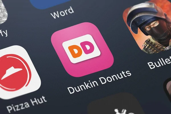 London United Kingdom September 2018 Close Dunkin Donuts Icon Dunkin — Stock Photo, Image