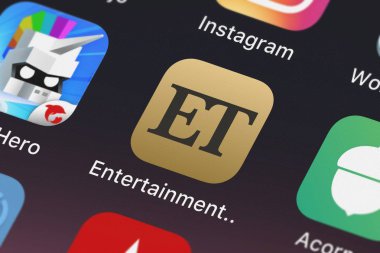 London, Büyük Britanya - 29 Eylül 2018: yakın çekim çekim Entertainment Tonight - Et Cbs Interactive mobil uygulaması.