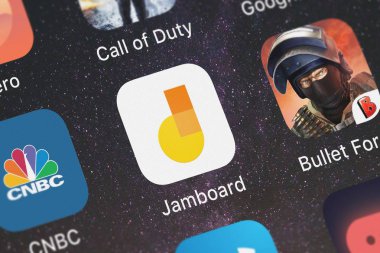 London, Büyük Britanya - 29 Eylül 2018: ekran görüntüsü Jamboard hareket eden app iphone üzerinde Google, Inc. simgesinden.