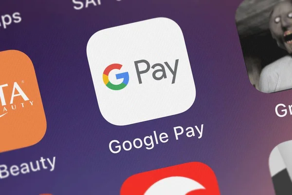 London, Büyük Britanya - 29 Eylül 2018: Screenshot-in Google A.ş.'nin mobil uygulaması Google ödeme.