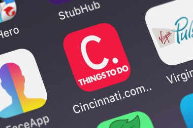 London, Büyük Britanya - 29 Eylül 2018: yakın çekim shot Gannett üzerinden Cincinnati.com şeyler yapmak mobil App.