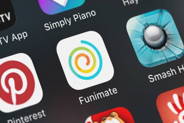 London, Büyük Britanya - 30 Eylül 2018: yakın çekim çekim Avcr, A.ş.'in popüler uygulaması Funimate - Müzik Video Maker.