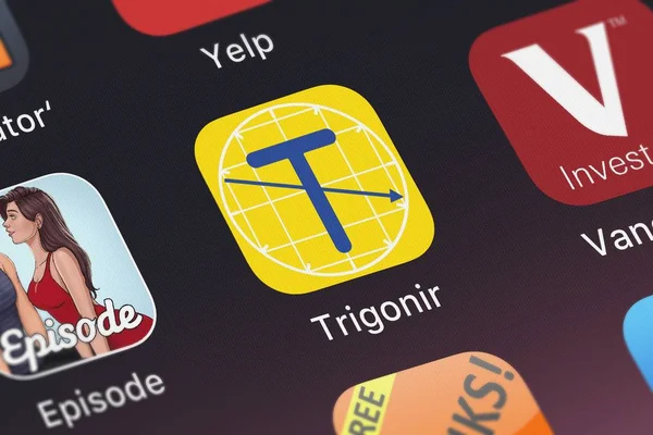 英国伦敦 2018年9月30日 移动应用程序 Trigonir 的图标 Iphone 上来自 Fraoula 的三角学的 Iphone — 图库照片